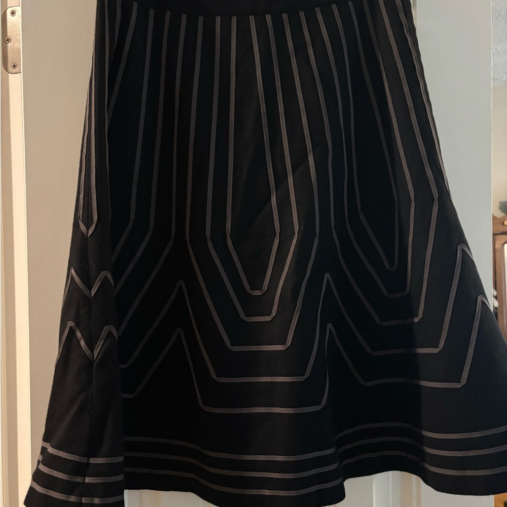 Boden black wool skirt with geometric ribbon detail